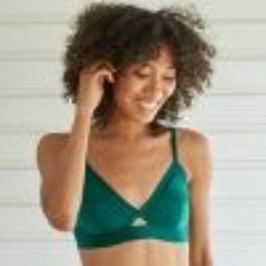 Women's Satin Triangle Bralette - Auden™ Teal S
